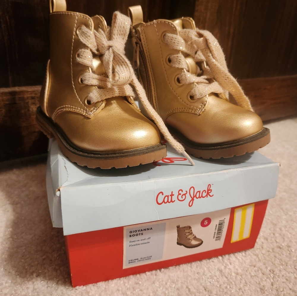 Cat & Jack Size 5 Toddler Gold Boots New in Box